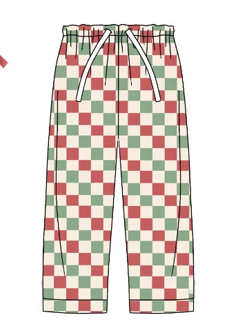 Deadline Sep 17 green red plaid adult men Christmas bamboo pants