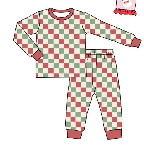 Deadline Sep 17 red green  plaid kids Christmas bamboo pajamas