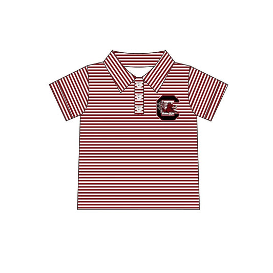 Deadline Sep 17 maroon stripe short sleeves boys team polo shirt