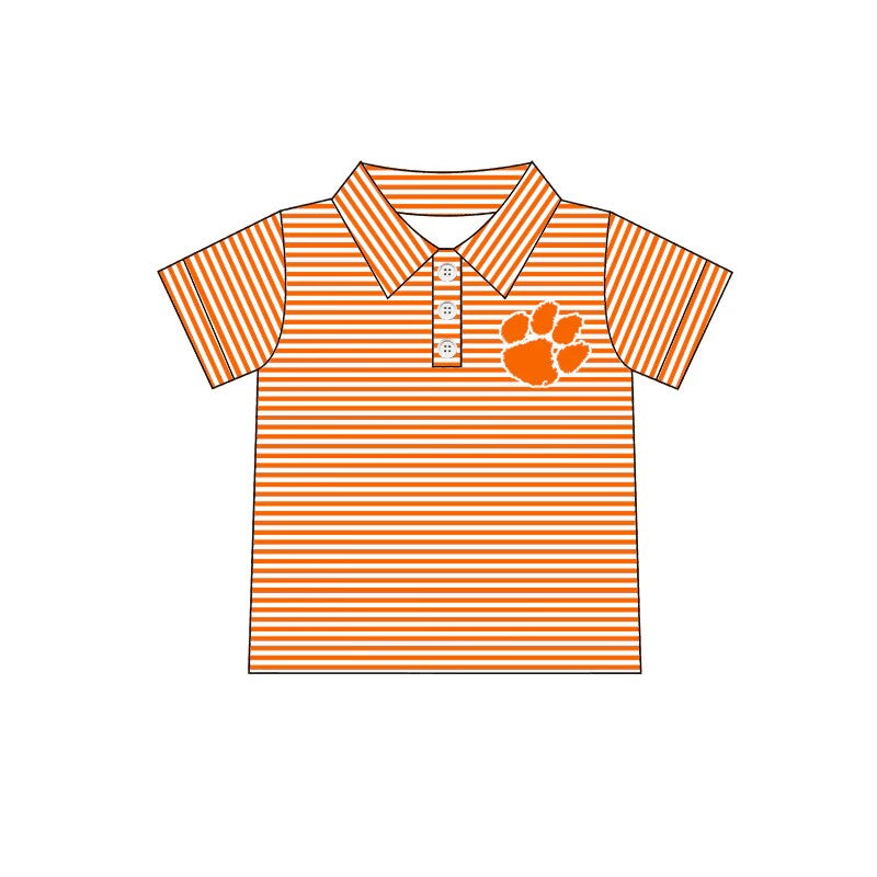 Deadline Sep 17 orange stripe short sleeves boys team polo shirt