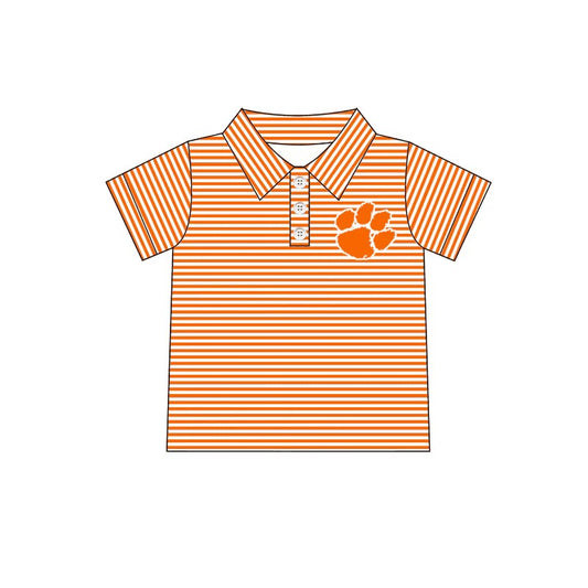 Deadline Sep 17 orange stripe short sleeves boys team polo shirt