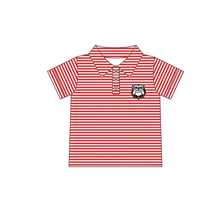 Deadline Sep 17 red stripe dog kids boys team polo shirt