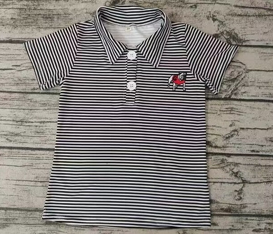 Deadline Sep 17 black stripe dog short sleeves boys team polo shirt