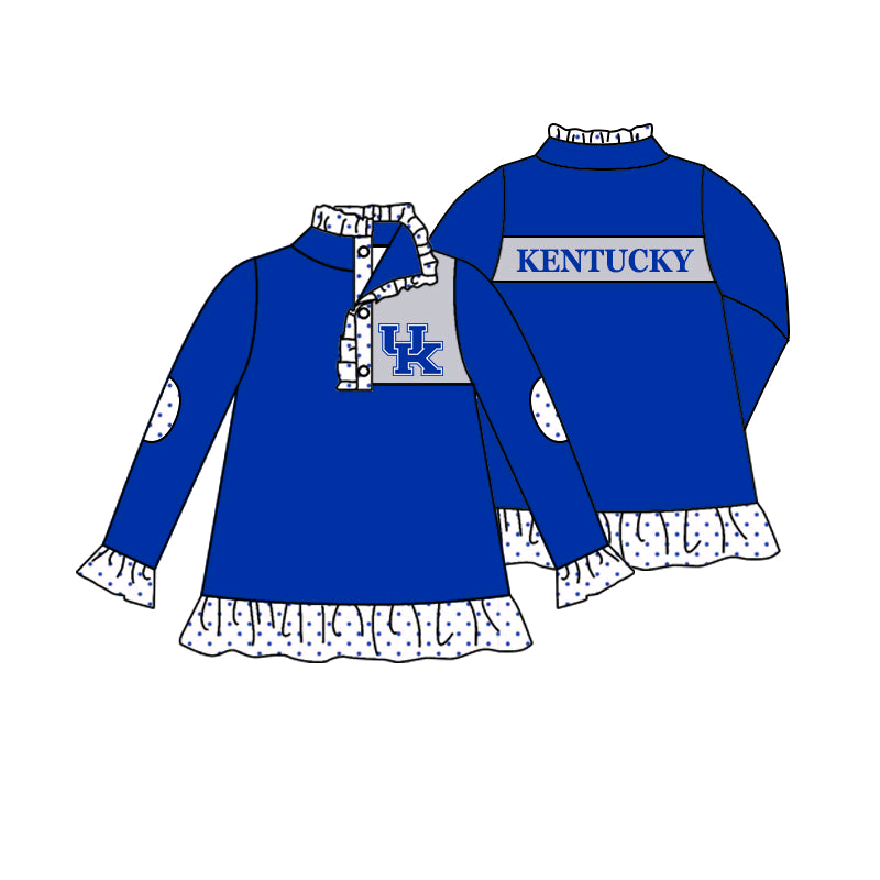 Deadline Sep 17 polka dots ruffle blue U K kids girls team pullover