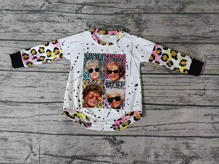 Deadline Sep 17 Long sleeves leopard friends baby romper