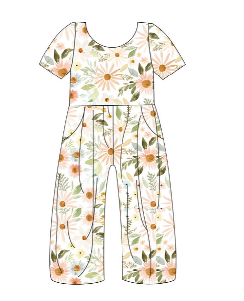 Deadline Sep 17 short sleeves floral kids girls jumpsuit