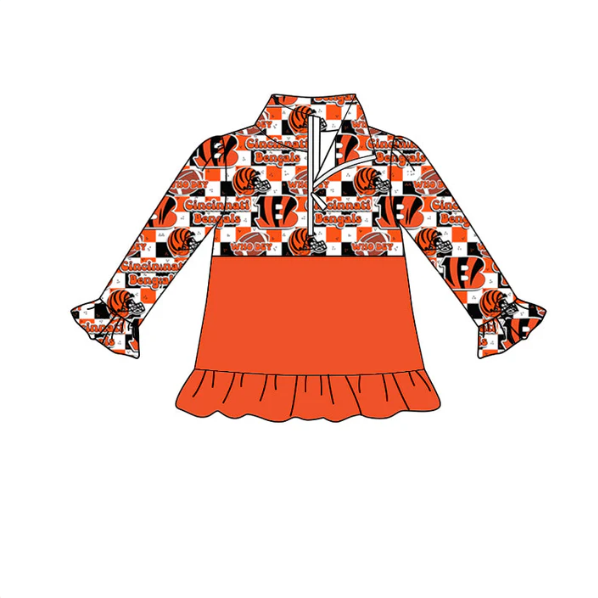 Deadline Sep 19 orange B ruffle long sleeves girls team pullover