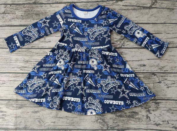 Deadline Sep 19 long sleeves blue cowboys baby girls team dress