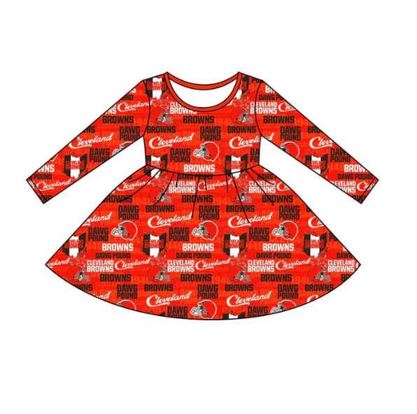 Deadline Sep 19 long sleeves orange B baby girls team dress