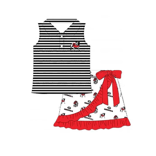 Deadline Sep 23 sleeveless stripe dog shirt skirt girls team set