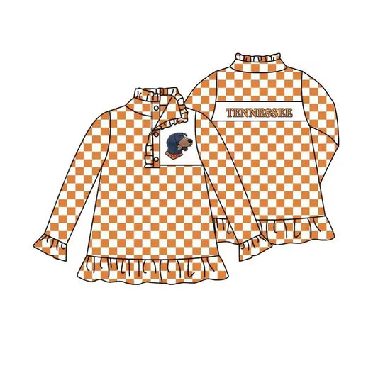 Deadline Sep 23 yellow plaid dog T girls team pullover