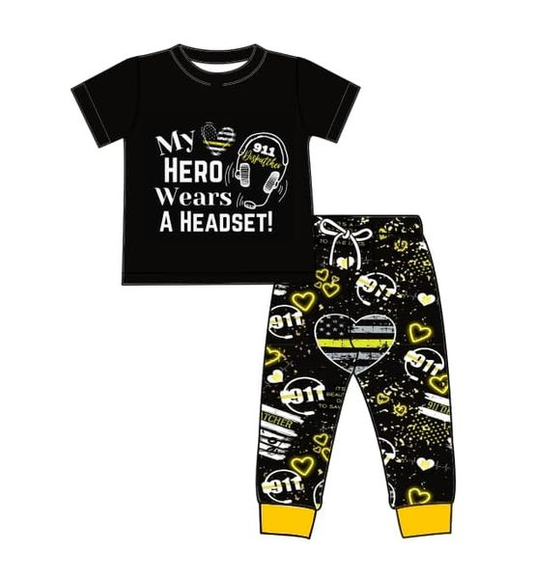 Deadline Sep 29 black hero short sleeves top pants kids clothes