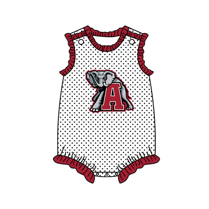 Deadline Sep  29 polka dots A elephant sleeveless girls team romper