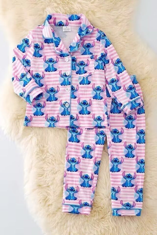 Deadline Oct 15 pink koala stripe kids girls button down pajamas