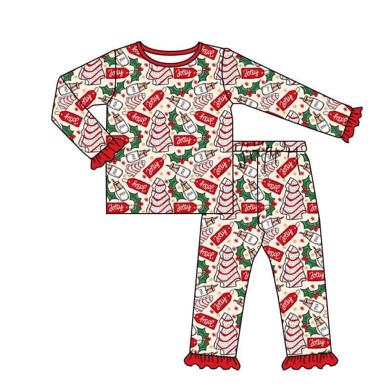 Deadline Oct 15 Christmas tree cake milk kids girls pajamas