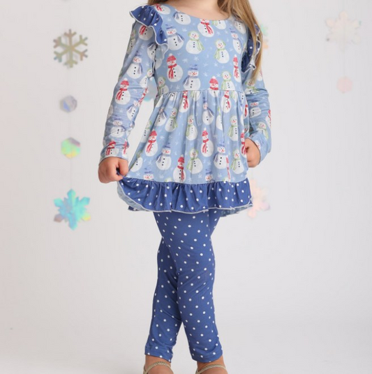 Deadline Oct 15 snowman ruffle tunic leggings girls clothes