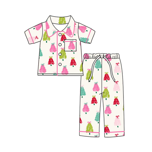 Deadline Oct 15 short sleeves pocket Christmas tree kids pajamas