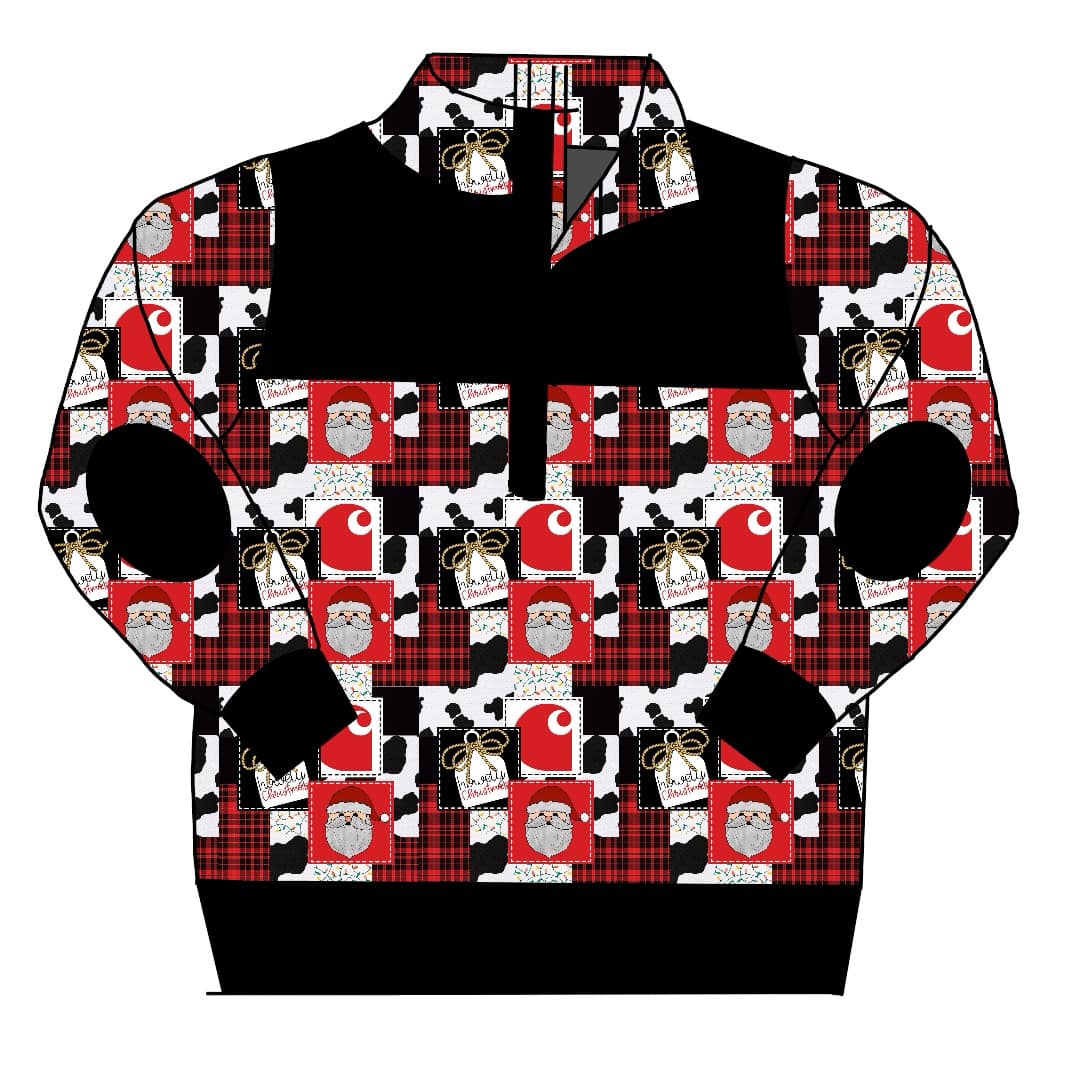 Deadline Oct 15 black long sleeves santa patchwork kids Christmas hoodie