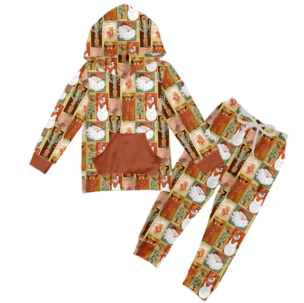 Deadline Oct 15 cactus santa hoodie pants kids Christmas set