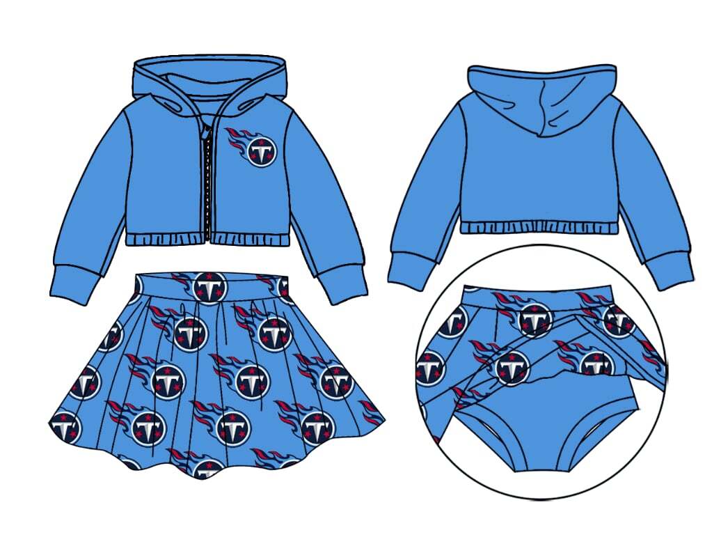 Deadline Oct 15 light blue T hooded jacket skirt girls team set