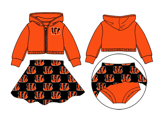 Deadline Oct 15 orange B hooded jacket skirt girls team set