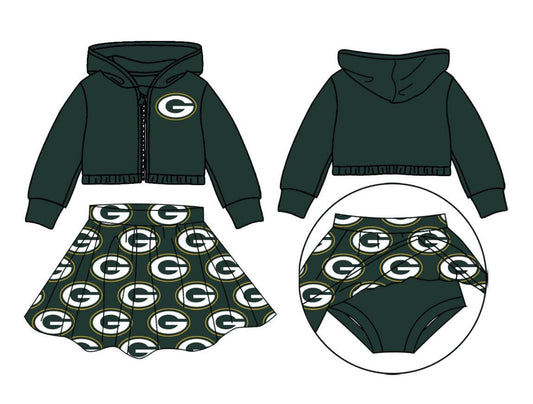 Deadline Oct 15 Green G hooded jacket skirt girls team set