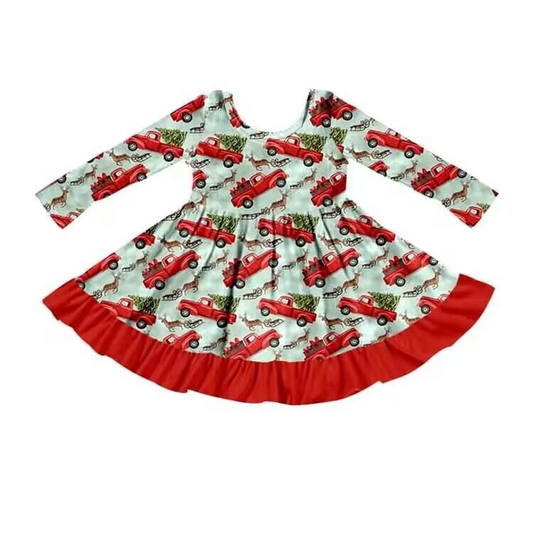 Deadline Oct 20 long sleeves Christmas tree deer truck girls dress