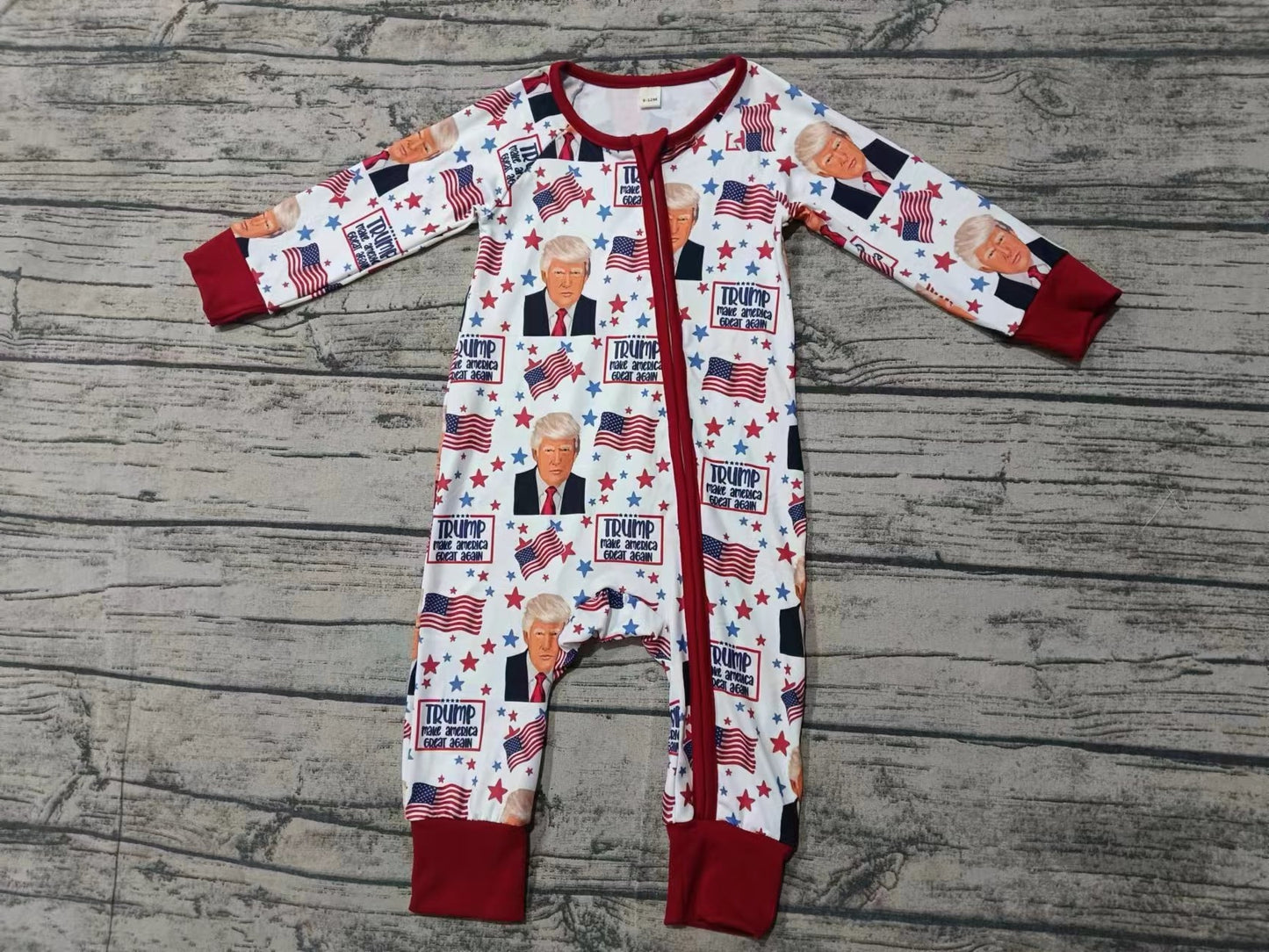 Deadline Oct 20 long sleeves flag baby kids zipper romper