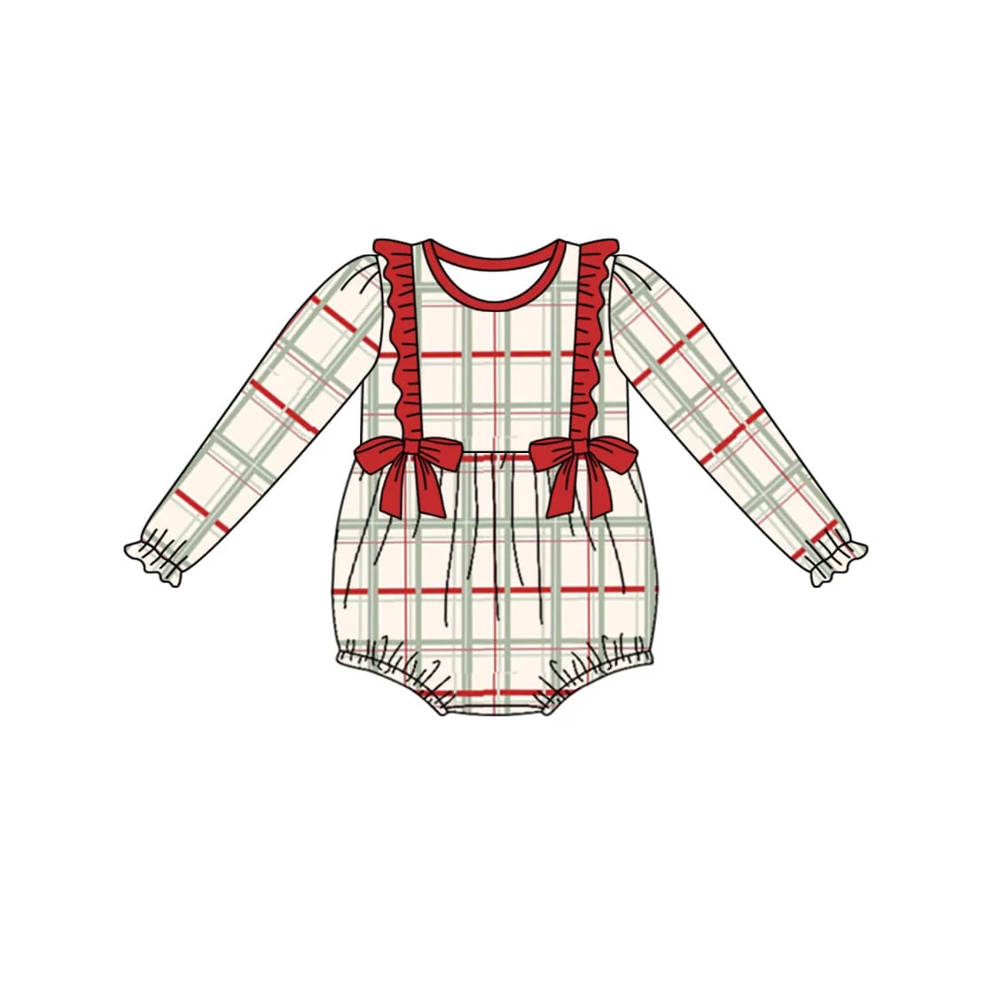 Deadline Oct 20 long sleeves plaid ruffle baby girls romper