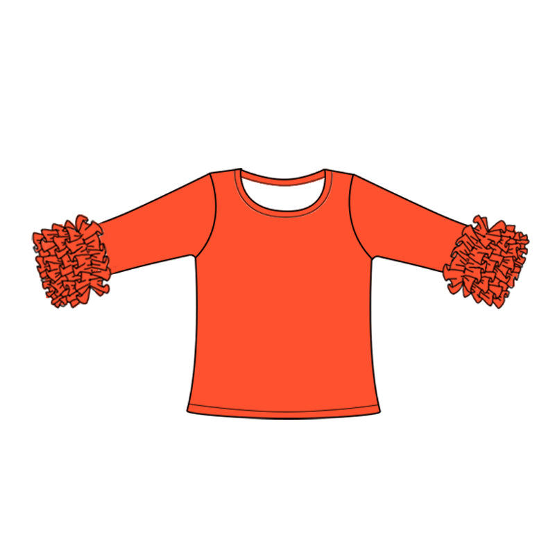 Deadline Oct 27 Orange long sleeves icing ruffle girls shirts