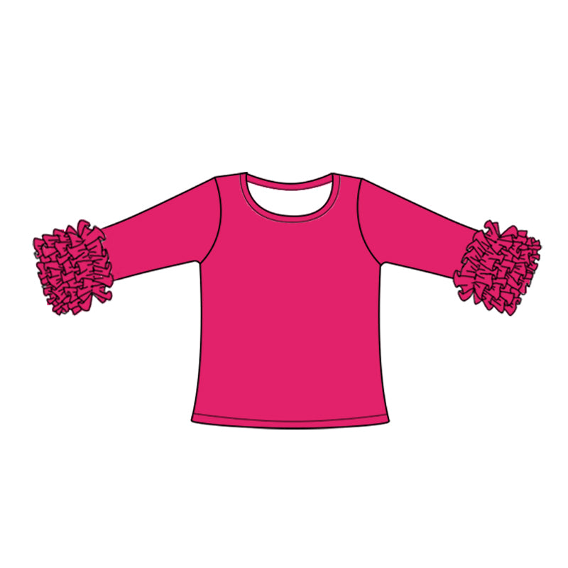 Deadline Oct 27 Hot pink long sleeves icing ruffle girls shirts