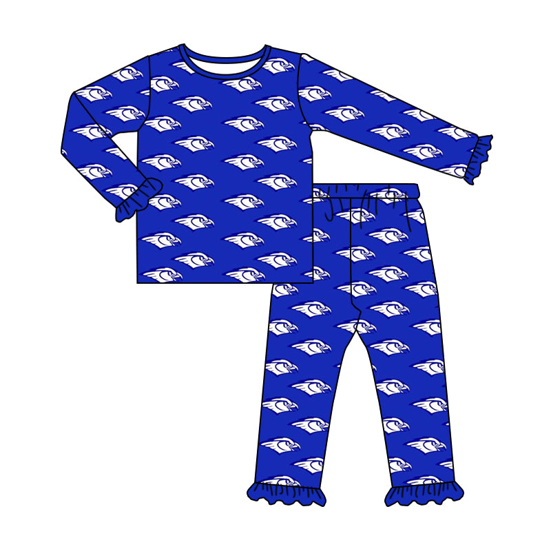 Deadline Nov 2 Blue ruffle eagle girls team pajamas