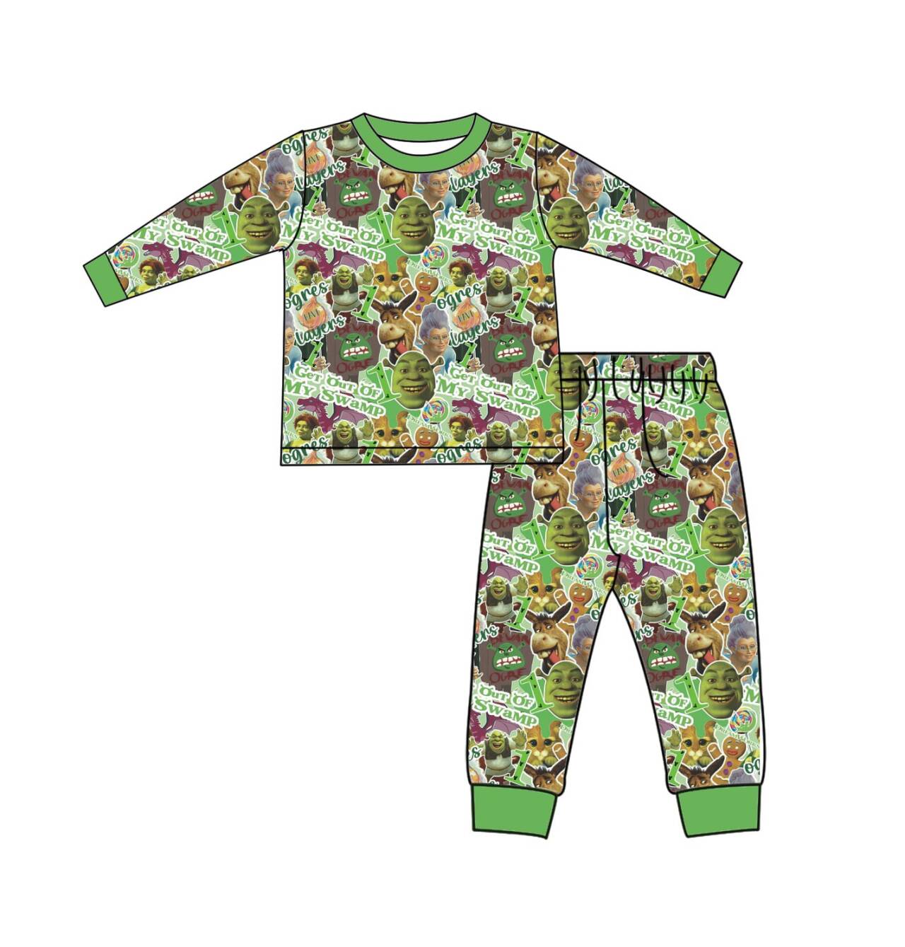 Deadline Nov 20 green long sleeves kids pajamas