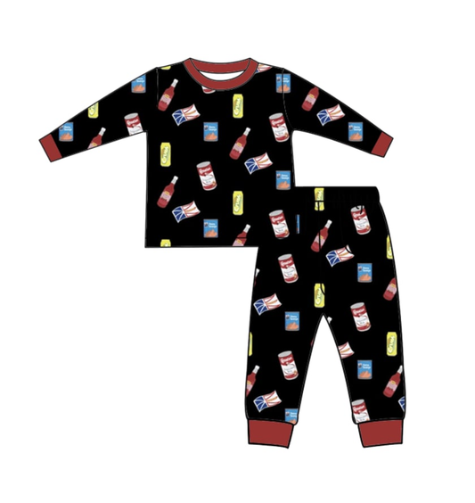 Deadline Nov 20 Black long sleeves drinks flag kids pajamas