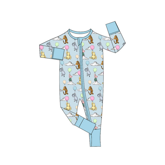 Deadline Nov 20 light blue balloon bear baby kids zipper romper