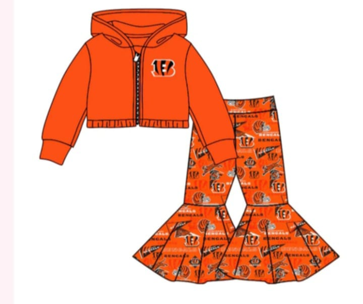 Deadline  Nov 20 Orange B zipper hooded jacket pants kids team clothes