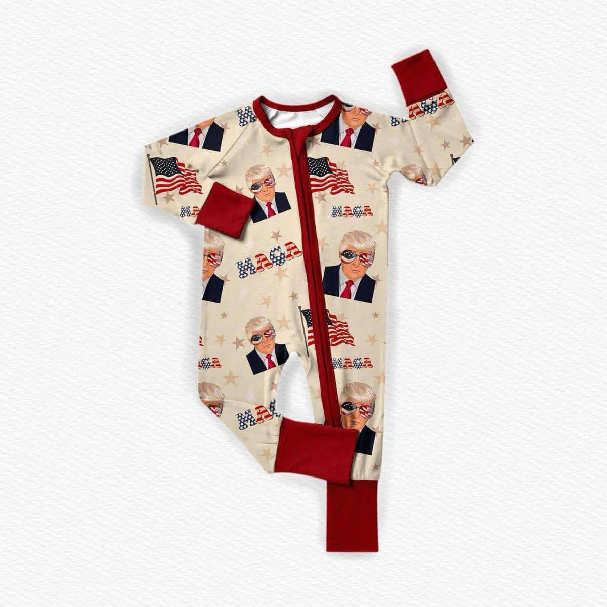 Deadline Nov 20 long sleeves flag US kids zipper romper