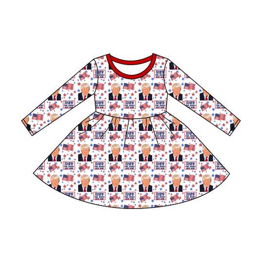 Deadline Nov 20 long sleeves flag stars kids girls dresses