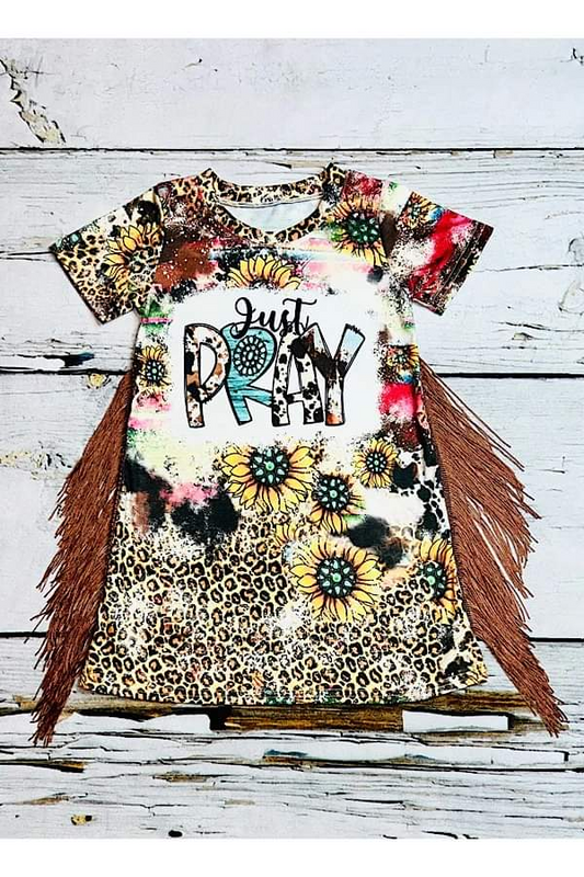 Deadline Nov 29 short sleeves just pray fringe sunflower girls dress