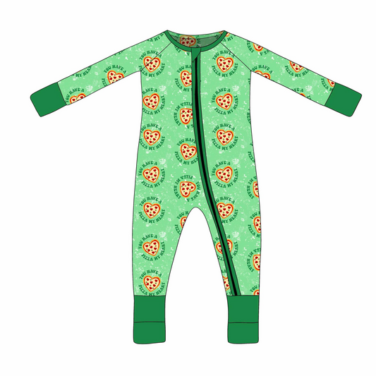 Deadline Nov 29 long sleeves heart pizza baby kids zipper romper