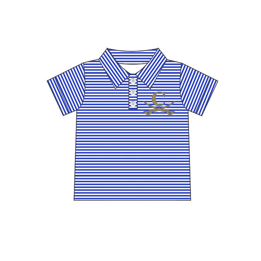 Deadline Dec 2 blue stripe short sleeves C kids boys team polo shirt