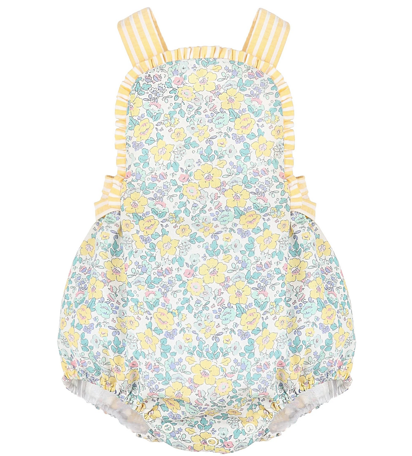 Deadline  Feb 1  yellow stripe floral baby girls summer romper