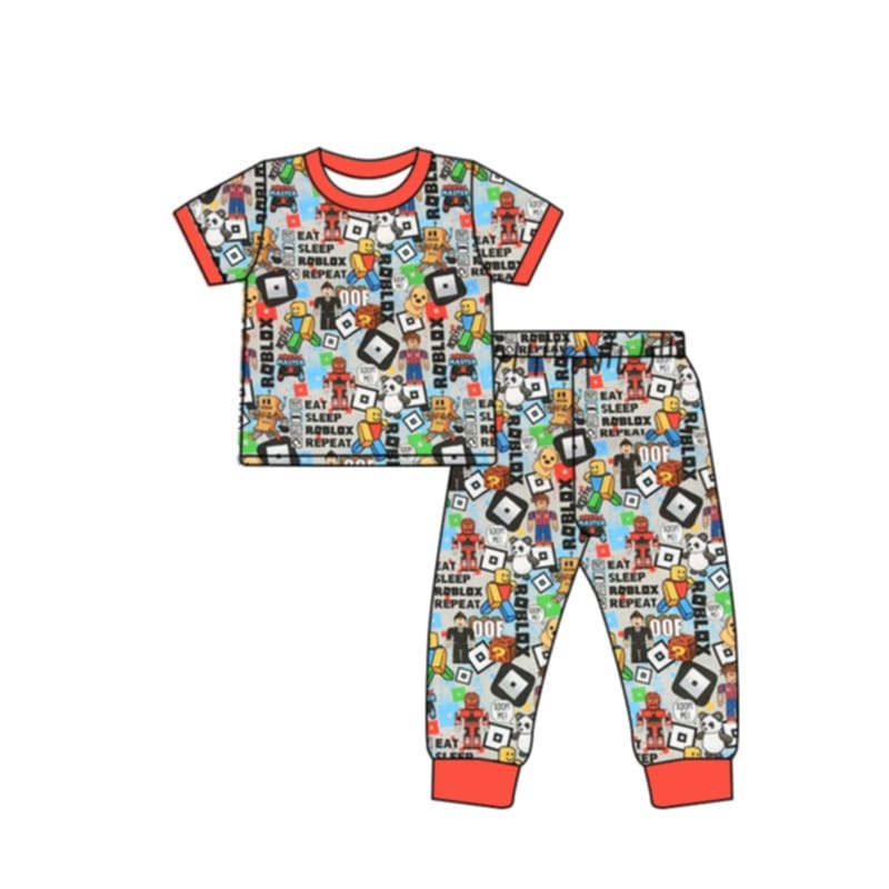 Deadline Feb 1 short sleeves game print kids boys pajamas