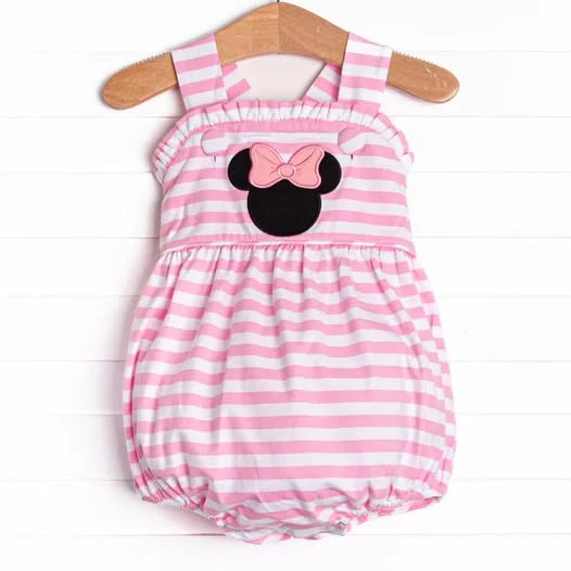 Deadline  Feb 4 pink stripe mouse baby girls romper