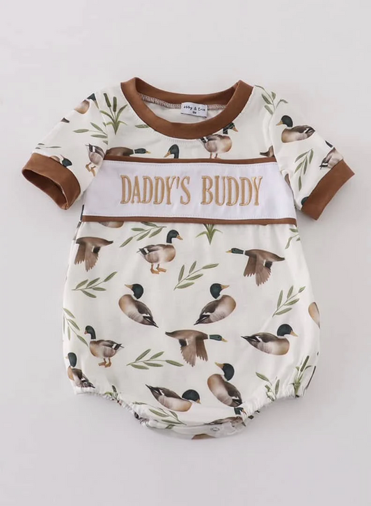 Deadline  Feb 17 short sleeves daddy's buddy duck baby boy romper