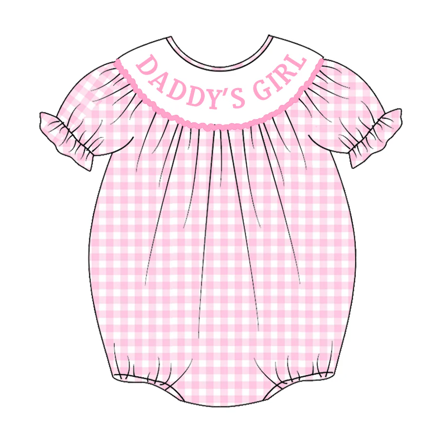 Deadline  Feb 17 short sleeves daddy's girl plaid baby romper