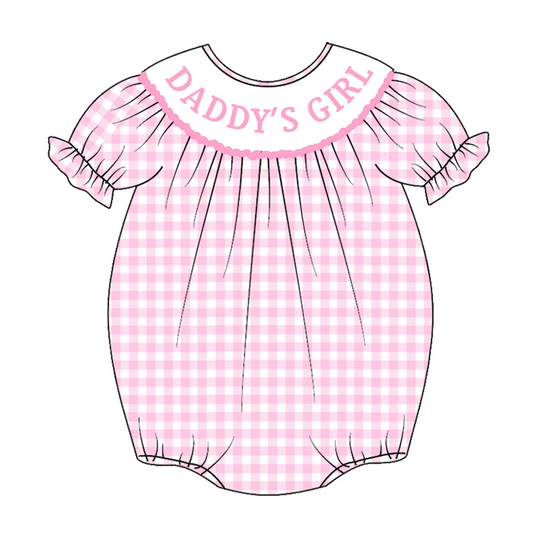 Deadline  Feb 17 short sleeves daddy's girl plaid baby romper