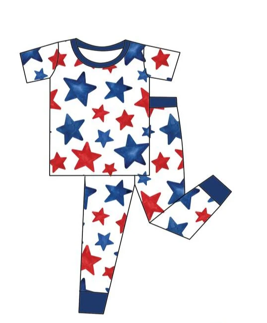 Deadline Feb 17 red blue stars kids 4th of july pajamas