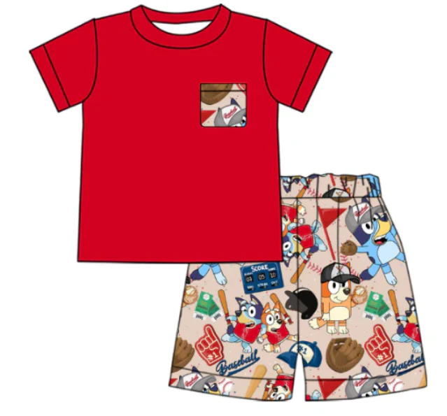Deadline  Feb 18 red pocket dog baseball shorts boys clothes