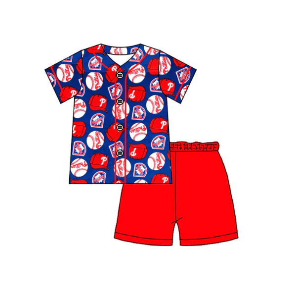 Deadline March 2 baseball P top red shorts boys team outfits